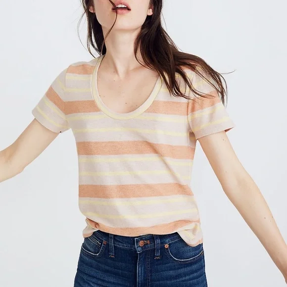 Madewell Alto Scoop Tee in Montoya Stripe - Picture 1 of 10